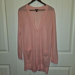 J Crew Collection Lightweight Long Pink V Neck Button Up Cardigan XXS
